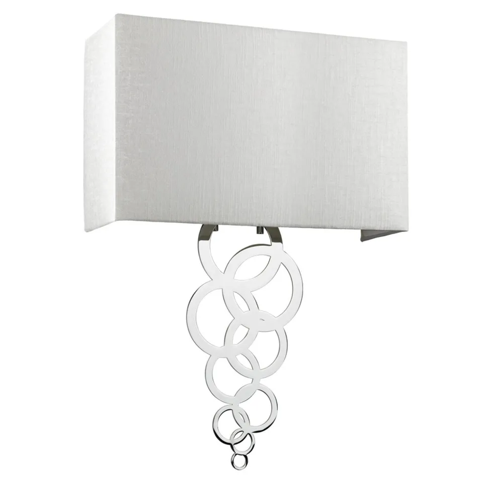 Wandlampe Stoff Metall in Creme Chrom Modern eckig