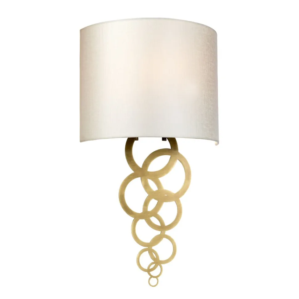 Wandlampe Stoffschirm Creme Messing Modern E27