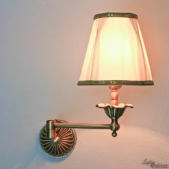 Wandlampe Stoffschirm Weiß aus Echt-Messing
