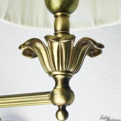 Wandlampe Stoffschirm Weiß aus Echt-Messing