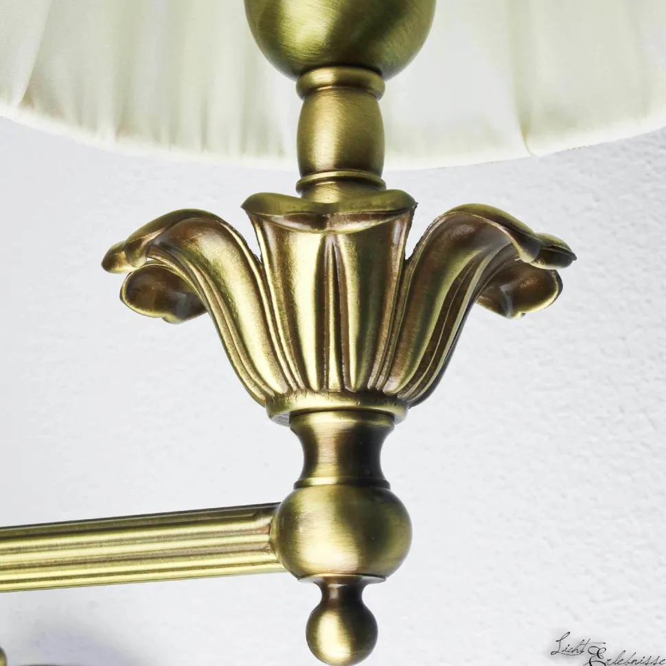 Wandlampe Stoffschirm Weiß aus Echt-Messing