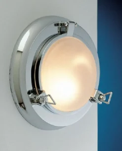 Wandlampe Treppenhaus Bad Chrom Echt-Messing rund