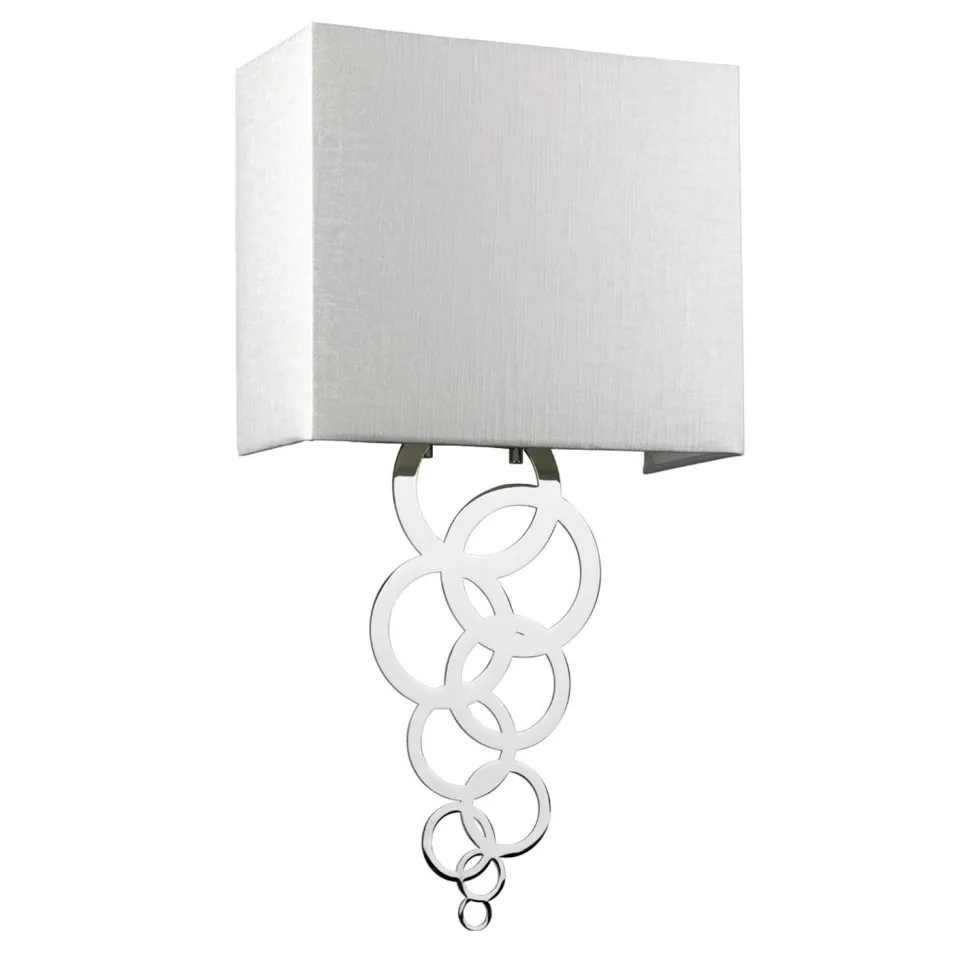 Wandlampe Up Down E27 Creme Chrom Stoff Metall