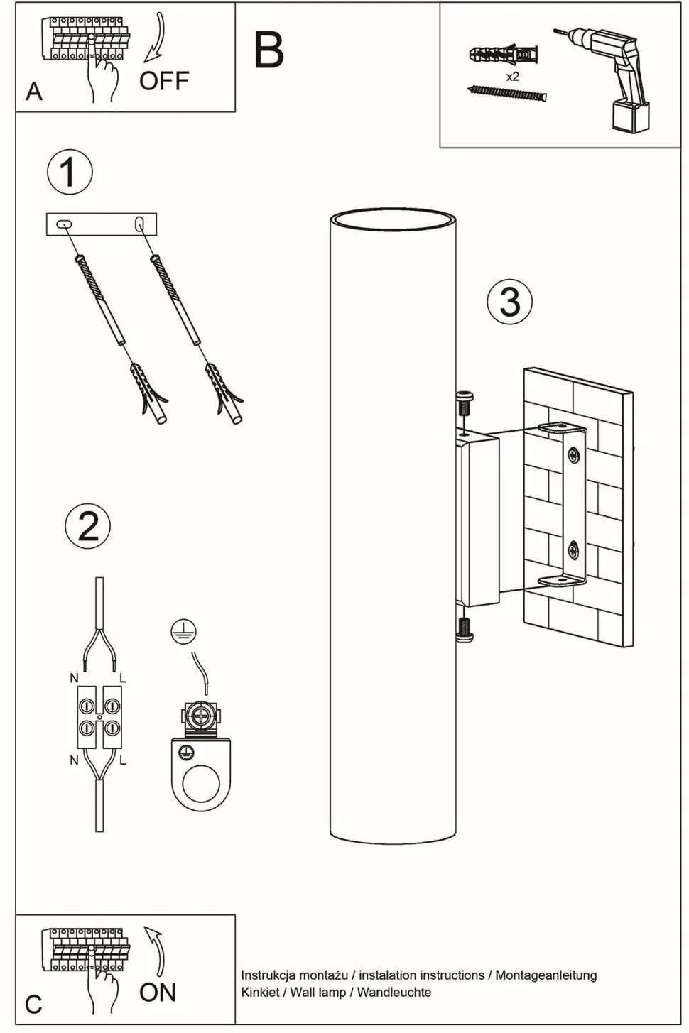 Wandlampe Up Down schmal Modern Metall 2x GU10 innen