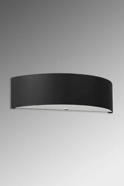 Wandlampe Up Down Schwarz Stoff Glas 45 cm indirekt