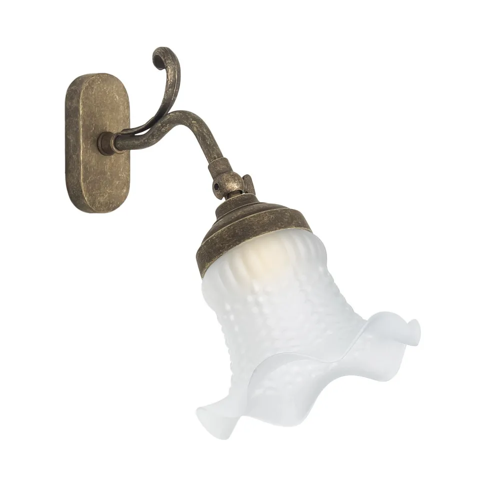 Wandlampe verstellbar E14 in Bronze Antik Weiß Messing Glas