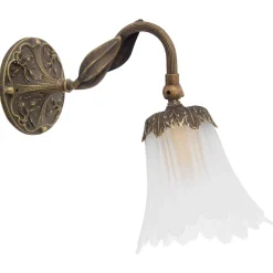 Wandlampe Weiß aus Glas und Echt-Messing