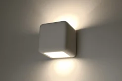 Wandlampe Weiß Keramik B: 14 cm Würfel bemalbar