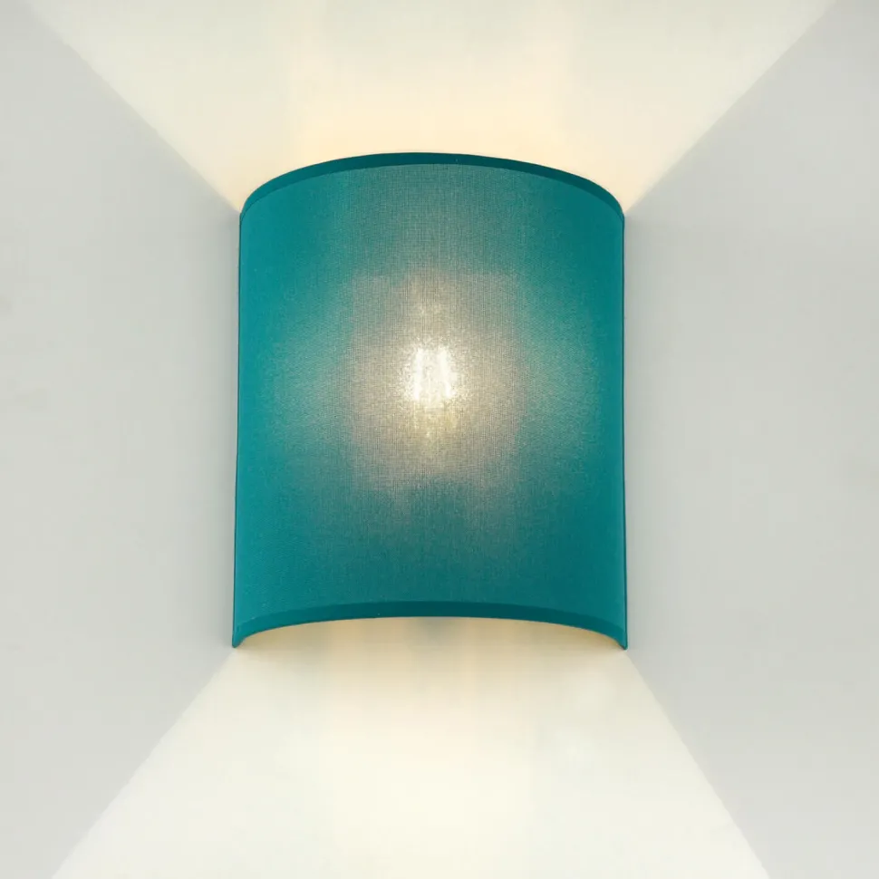 Wandleuchte ALICE Stoff Schirm Petrol halbrund Loft