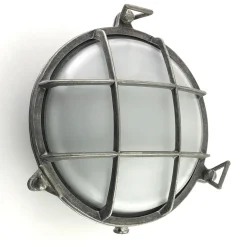 Wandleuchte außen Messing Glas rund Ø 24 cm IP64 Zinn Weiß