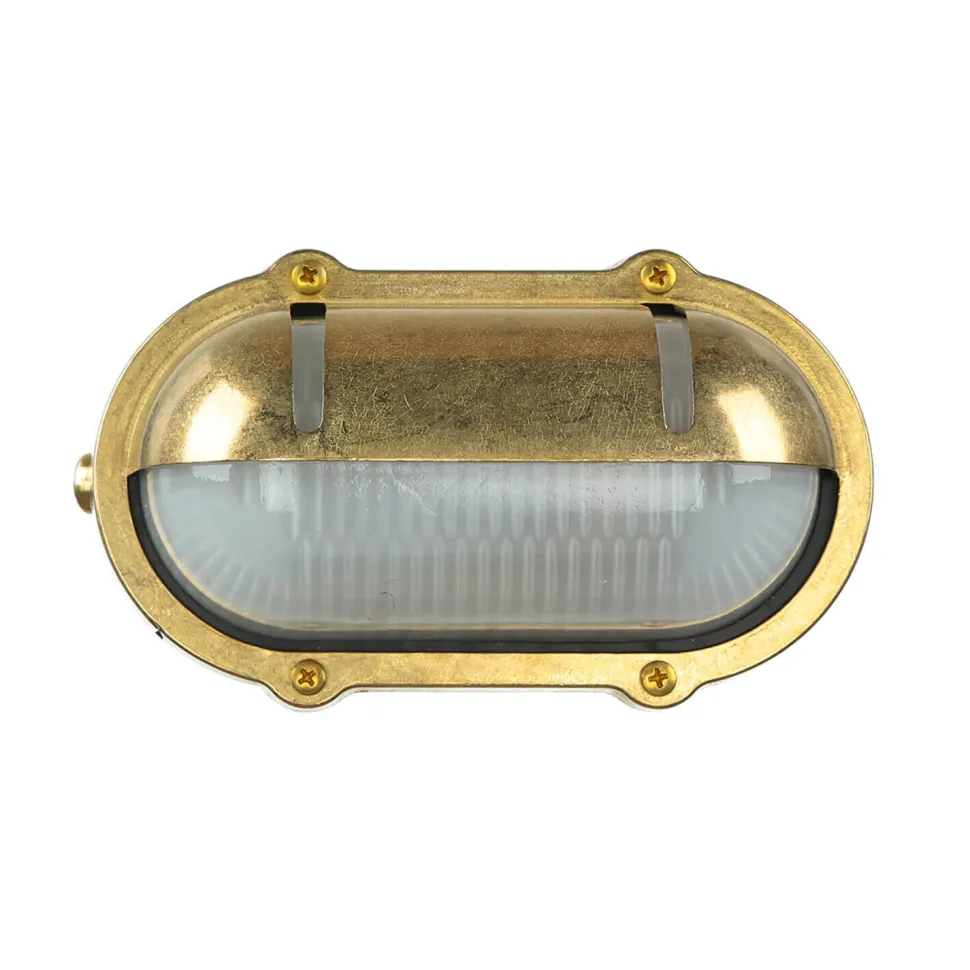 Wandleuchte Außen Terrasse Messing oval Maritim