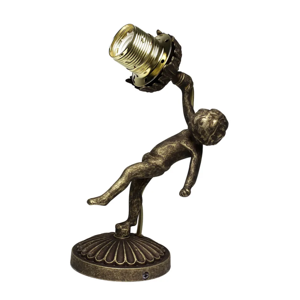 Wandleuchte aus Echt-Messing Antik Bronze Putti