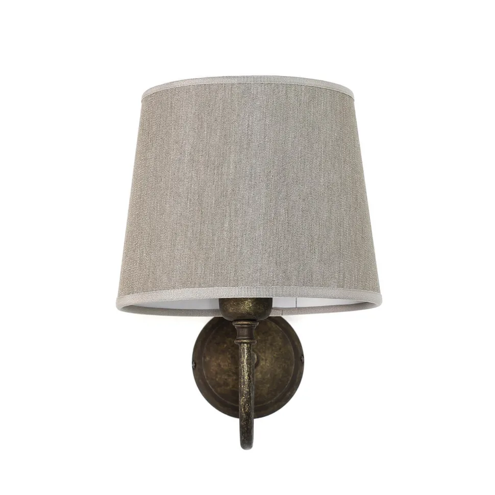 Wandleuchte aus Echt-Messing mit Stoffschirm Beige