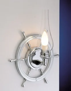 Wandleuchte Bad Flur Chrom Maritim Ø32cm Messing