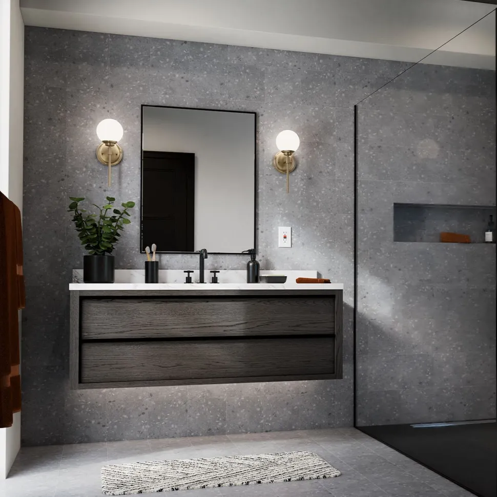 Wandleuchte Bad Kugelschirm H: 34,8 cm mit LED G9 3000K