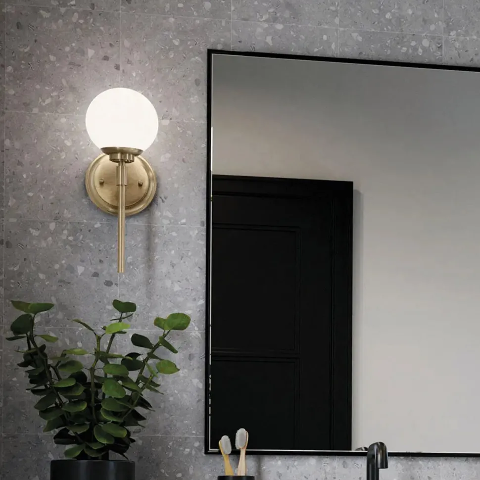 Wandleuchte Bad Kugelschirm H: 34,8 cm mit LED G9 3000K