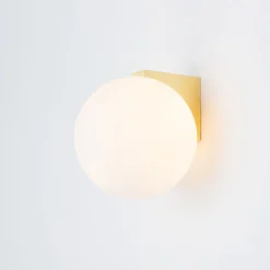 Wandleuchte Badezimmer in Messing Weiß IP44 G9 Glas Metall