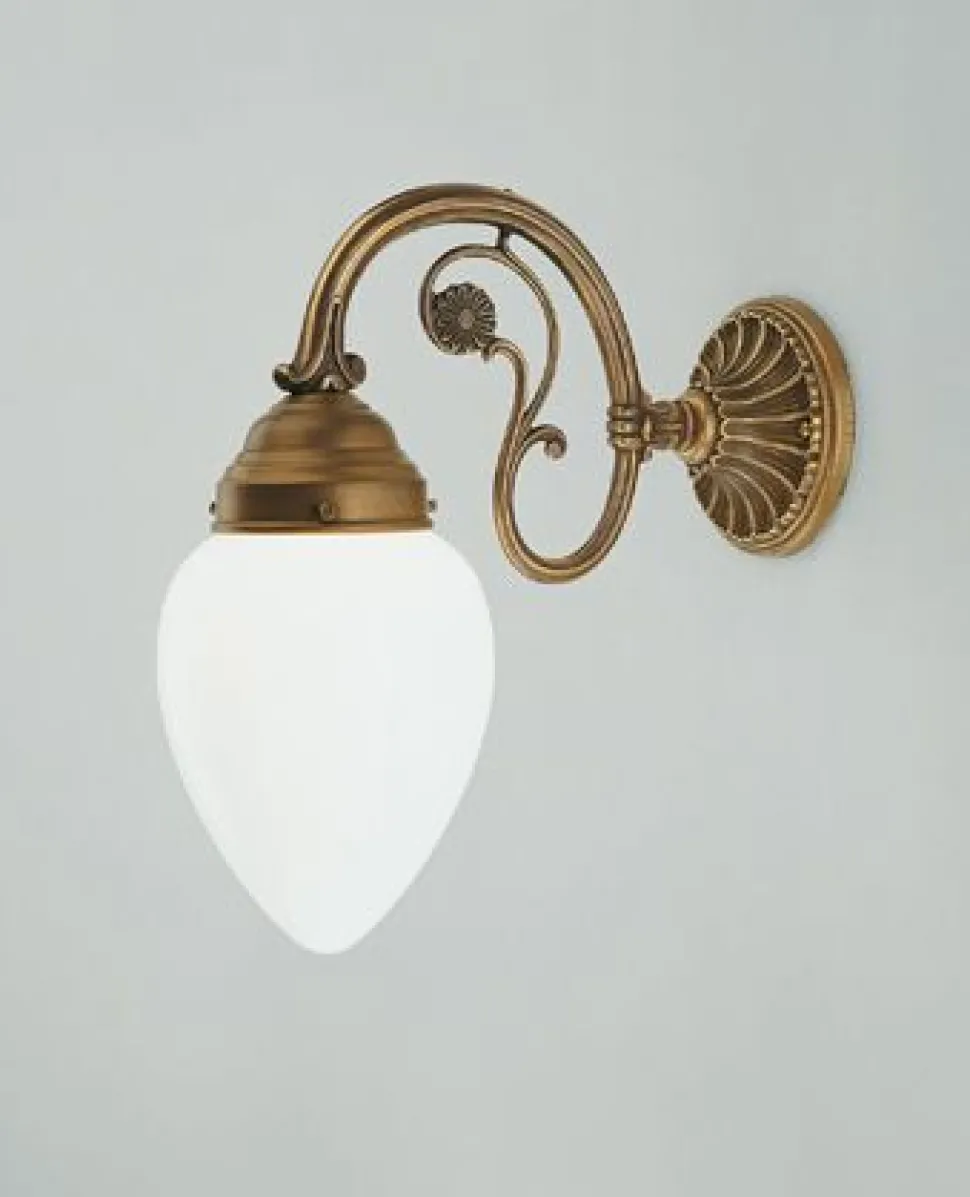 Wandleuchte Berliner Messing Glas E27 T:30 cm blendarm