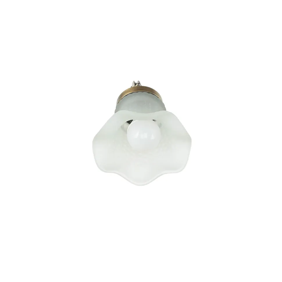 Wandleuchte Bronze hell E14 Echt-Messing Glas