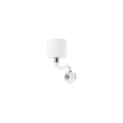Wandleuchte Chrom Weiß E14 Stoff Metall Klassisch
