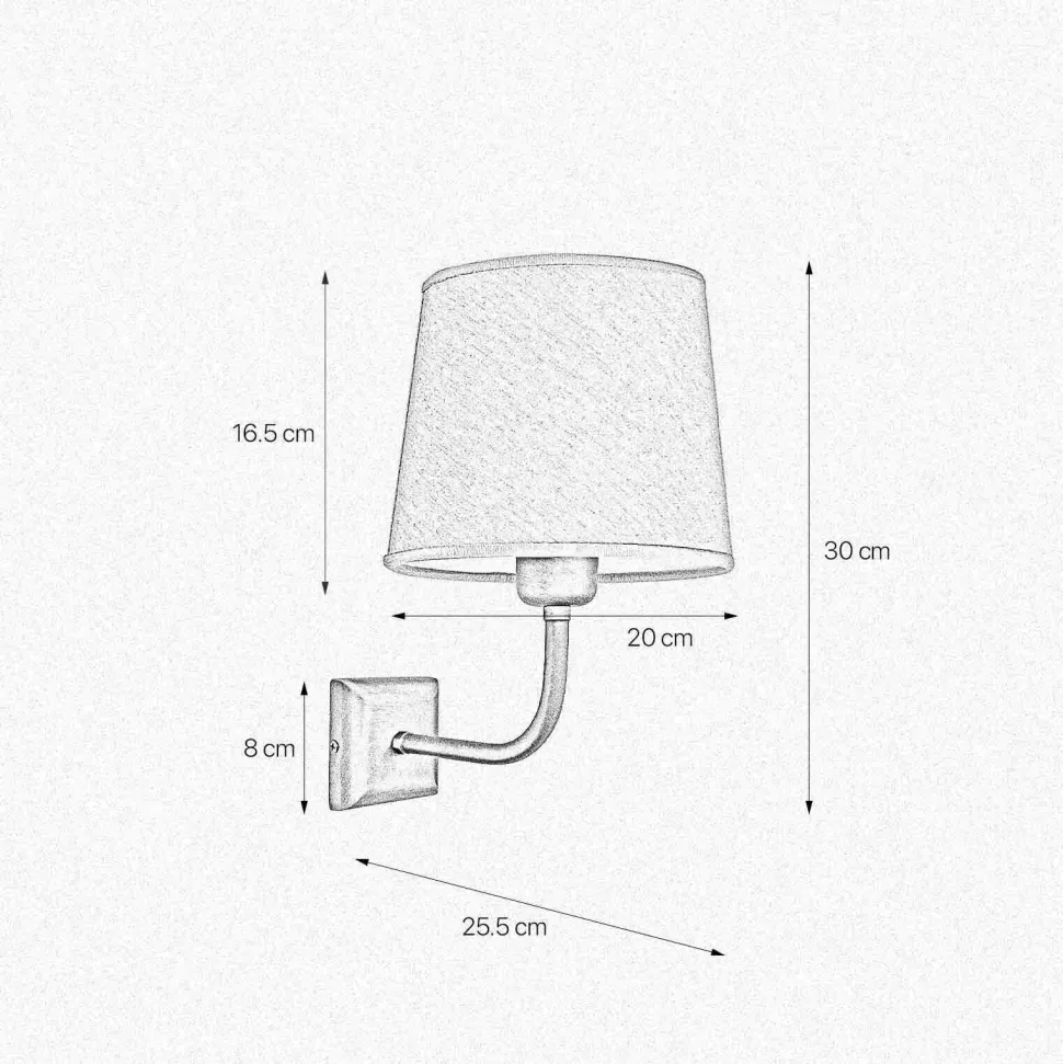 Wandleuchte E27 in Bronze matt Beige Stoff Echt-Messing