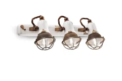 Wandleuchte 2-flammig Weiß Braun Keramik Metall