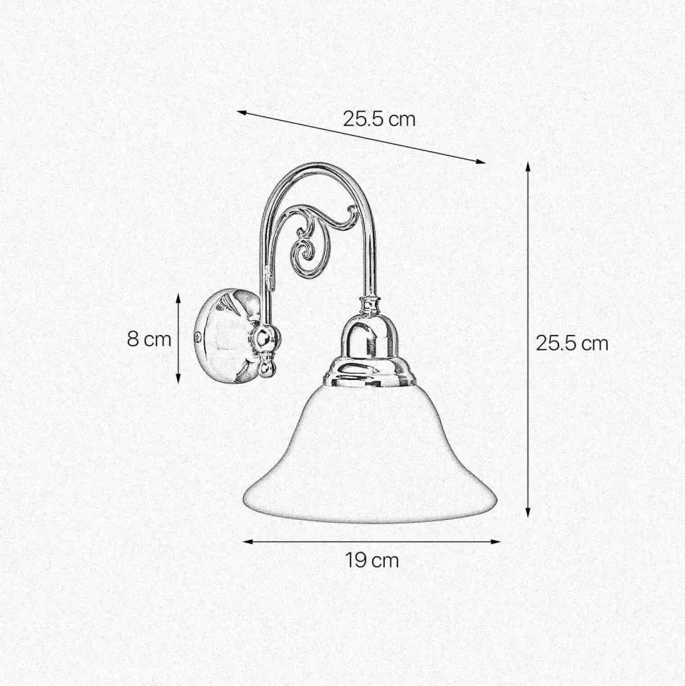 Wandleuchte Glas Messing H: 25,5 cm E14 Jugendstil