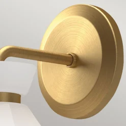 Wandleuchte Glas Metall H: 22,2 cm in Gold Weiß Retro