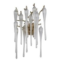 Wandleuchte Glas Metall in Gold H:42 cm G9 2-flammig