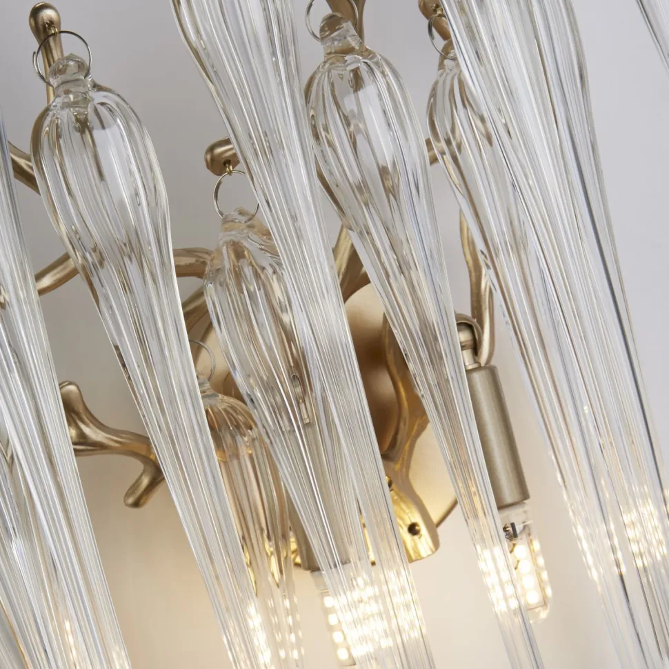 Wandleuchte Glas Metall in Gold H:42 cm G9 2-flammig