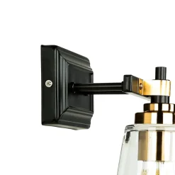 Wandleuchte Glas Metall in Schwarz Messing Industrial