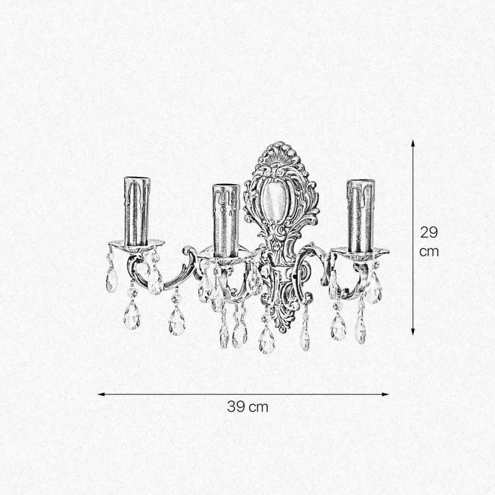 Wandleuchte in Bronze hell 3-flammig E14 Messing Jugendstil