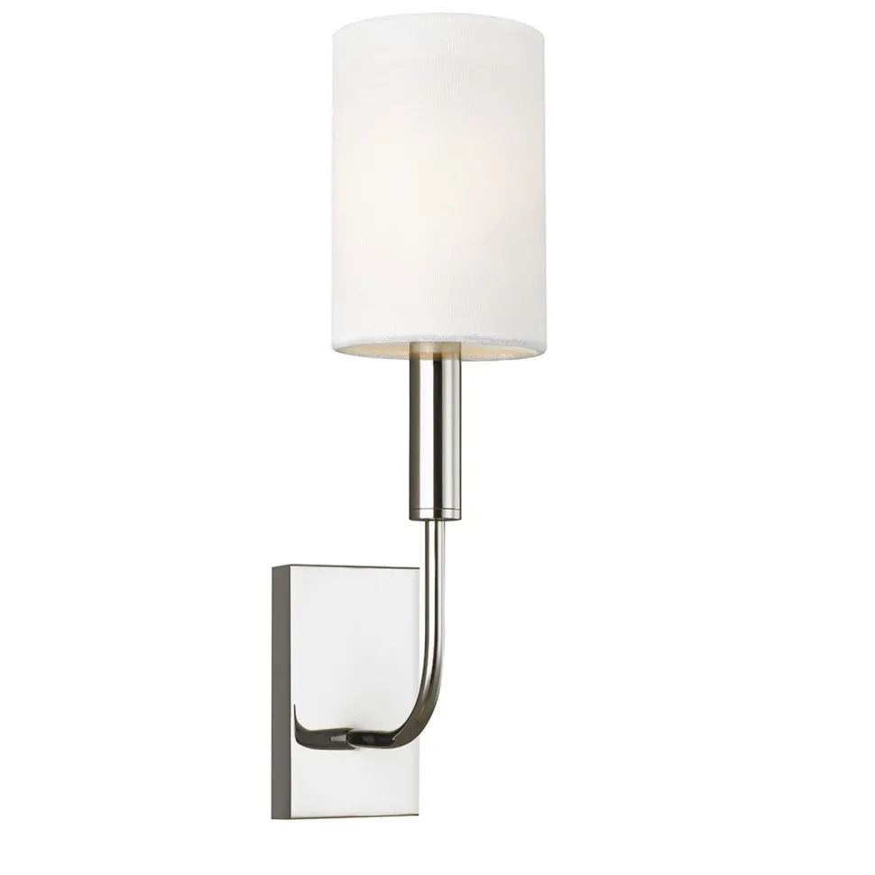 Wandleuchte in Nickel Weiß Metall Stoff E14 Jugendstil