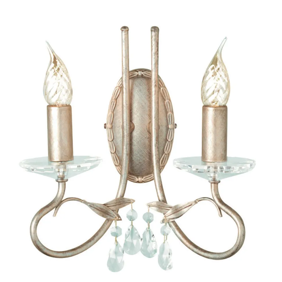 Wandleuchte in Silber Gold Kristalle E14 Wohnzimmer