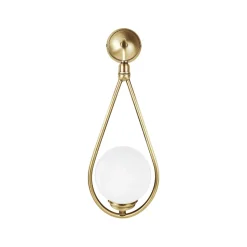 Wandleuchte Jugendstil H: 44 cm Messing Glas in Bronze Weiß