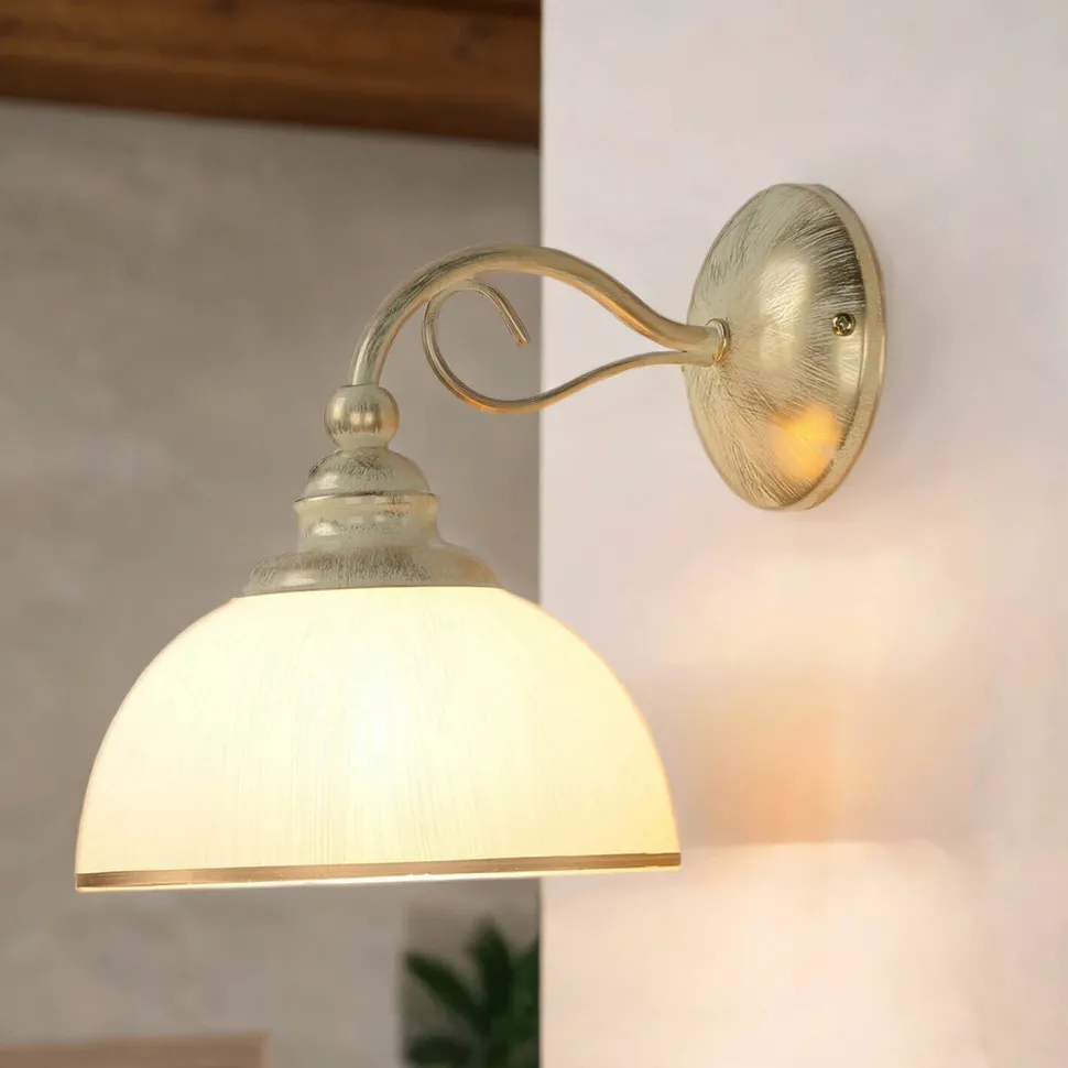 Wandleuchte Jugendstil in Weiß Gold Wohnzimmer Flur