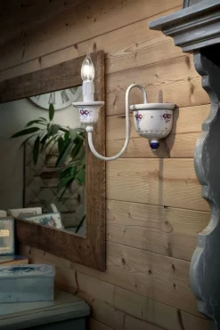 Wandleuchte Keramik H: 21 cm E14 Landhaus Stil LARONE