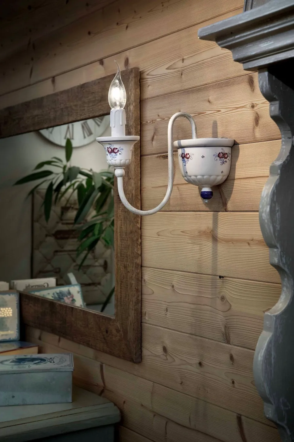 Wandleuchte Keramik H: 21 cm E14 Landhaus Stil LARONE