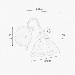 Wandleuchte Keramik Messing H: 15,5 cm schwenkbar E14