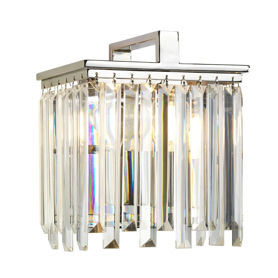 Wandleuchte Kristall Art Déco E27 in Nickel Klar E27