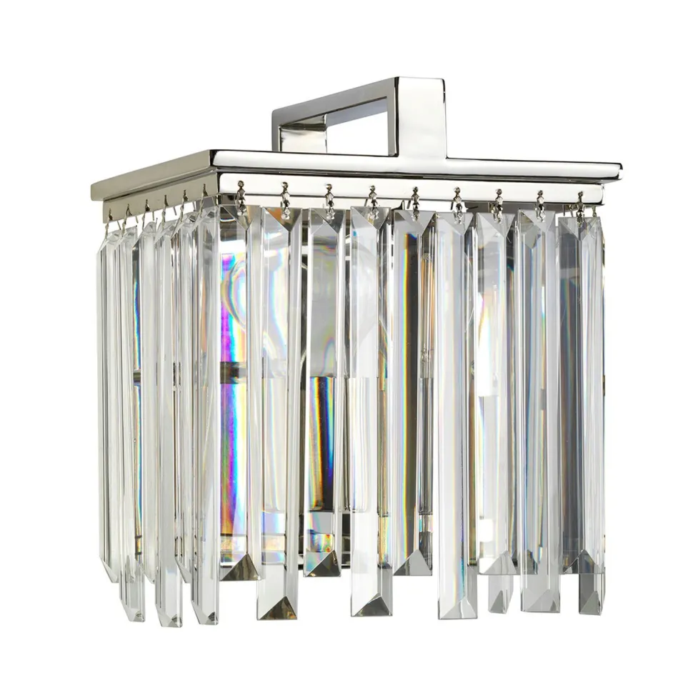 Wandleuchte Kristall Art Déco E27 in Nickel Klar E27