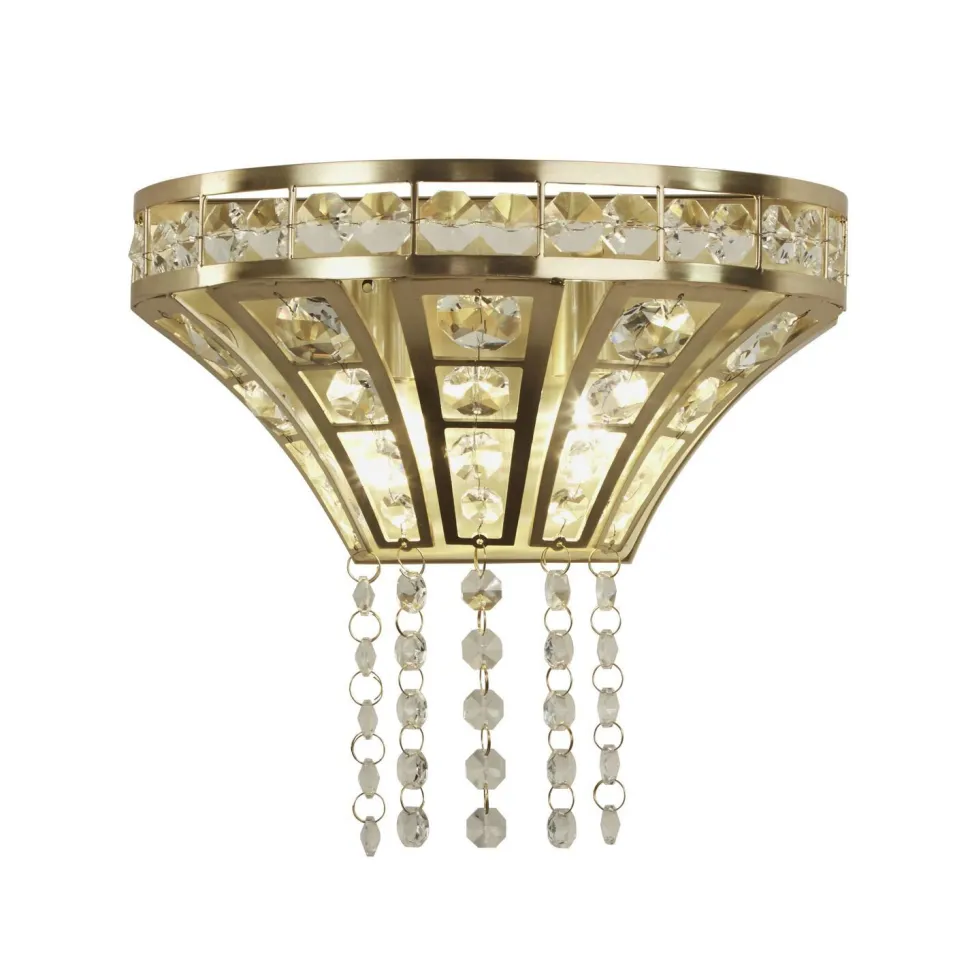 Wandleuchte Kristall in Messing Klar B: 25 cm Art Déco 2x G9