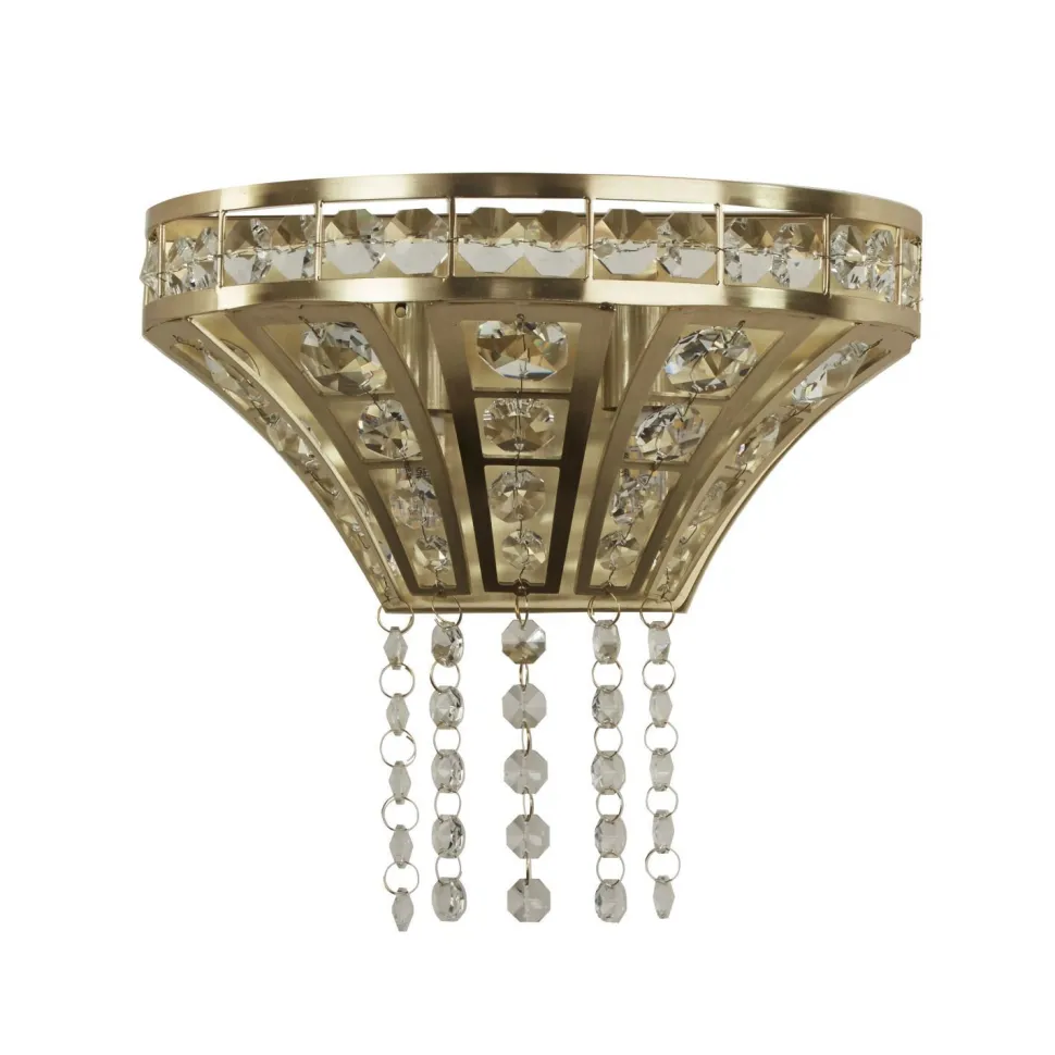 Wandleuchte Kristall in Messing Klar B: 25 cm Art Déco 2x G9