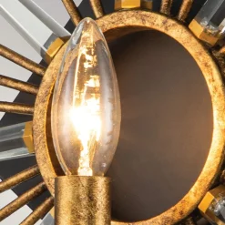 Wandleuchte Kristall Metall E14 B: 31,8 cm in Gold Schwarz