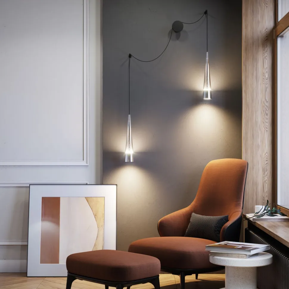 Wandleuchte LED Metall Glas Up Down 228,9 cm hoch Chrom