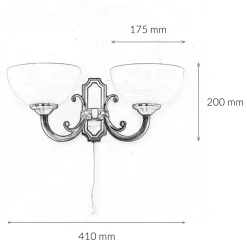 Wandleuchte MARLENE mit Glasschirm Weiß Bronze