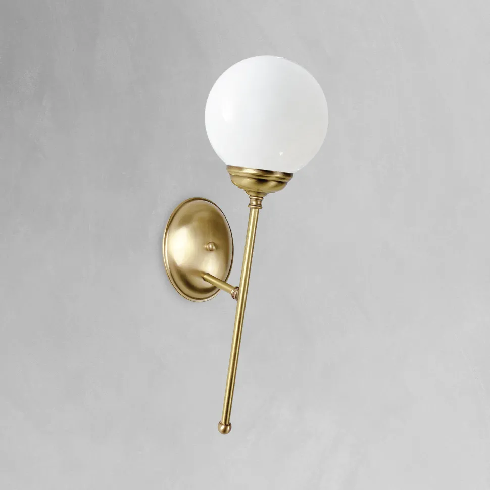 Wandleuchte Messing Glas E14 in Bronze hell glänzend Weiß