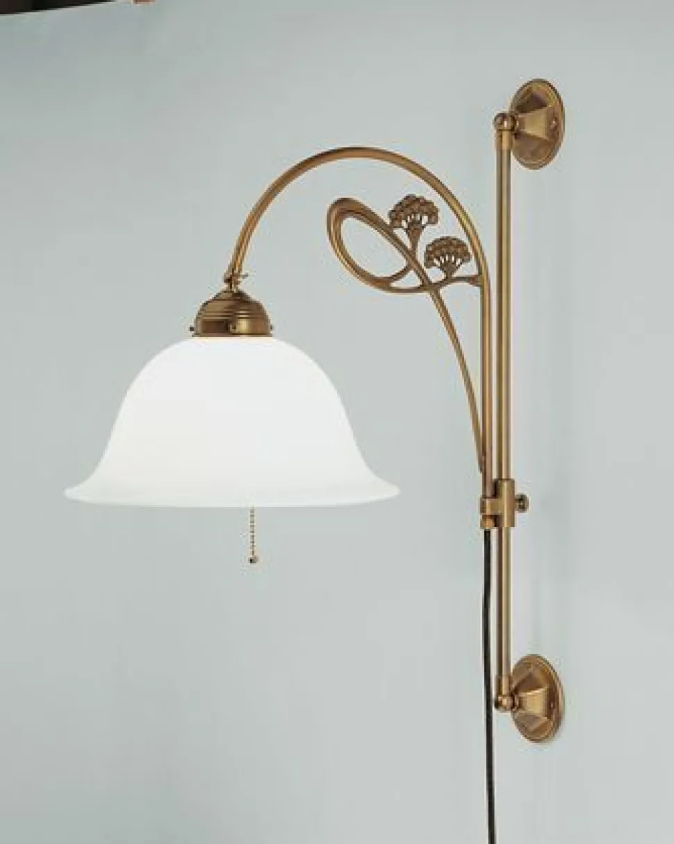 Wandleuchte Messing Glas Schalter E27 mit Kabel Stecker