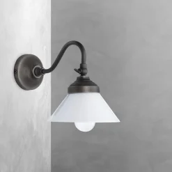 Wandleuchte Messing Glas H: 18,5 cm klein schwenkbar E14