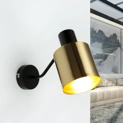 Wandleuchte Messing Schwarz verstellbar E27 Industrial